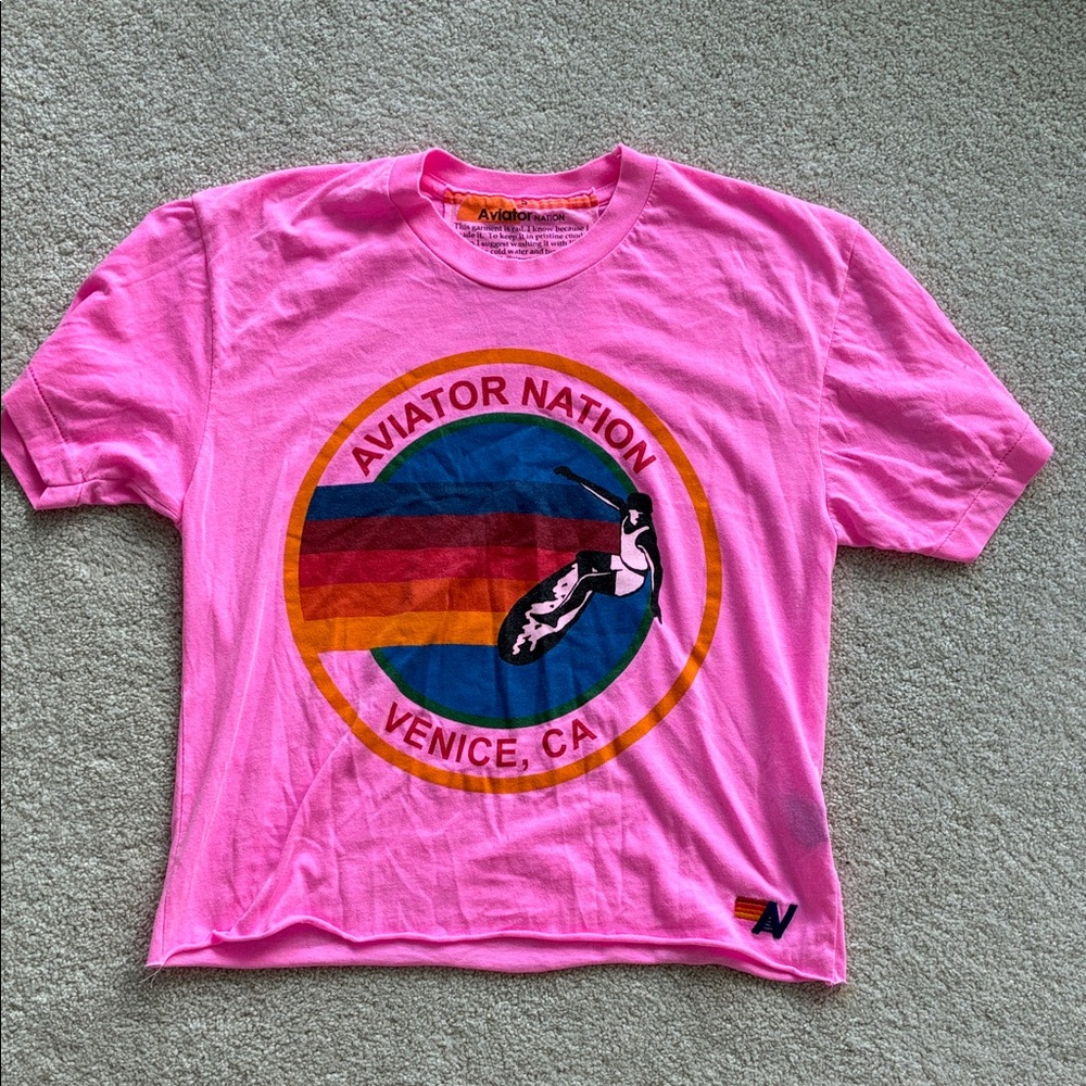 Aviator Nation Bright Pink Logo Tee